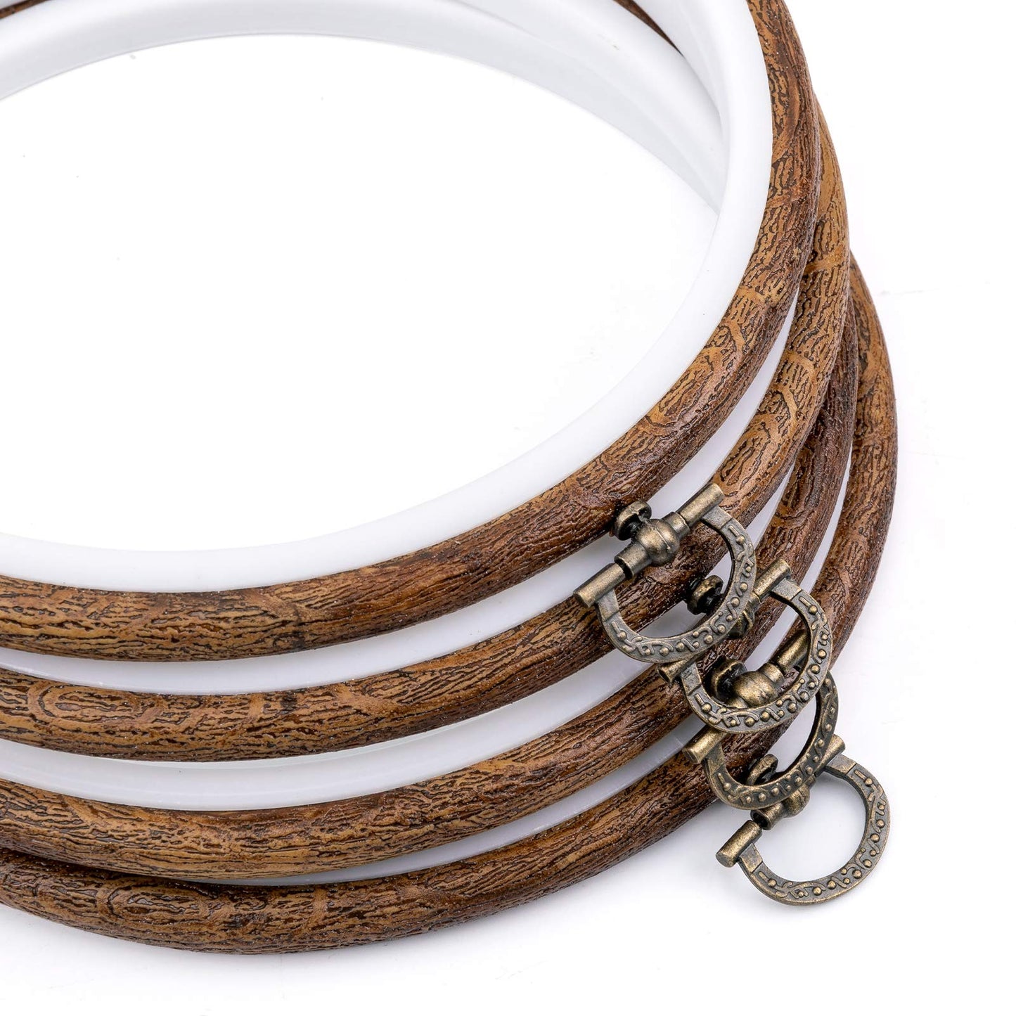 joybest 4 Pieces 6 Inch Round Embroidery Hoops Display Frame Circle, Cross Stitch Hoop Ring Imitated Wood Embroidery Kits for Art Craft Sewing and Christmas Ornaments