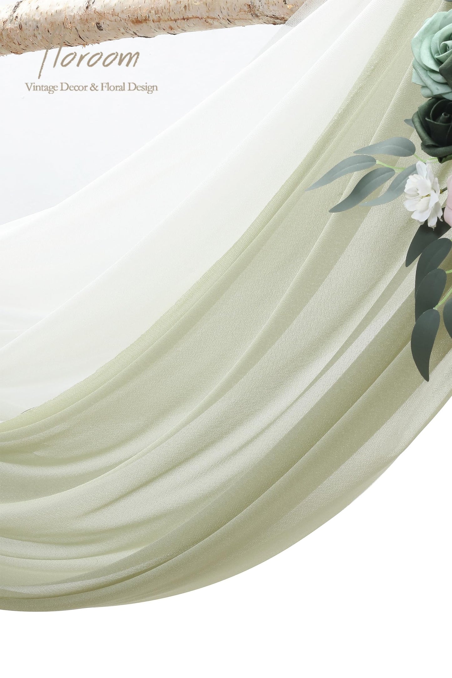 Wedding Arch Draping Fabric 2 Panels 20Ft Sage Green Chiffon Fabric Drapes Arbor Drapery Wedding Ceremony Reception Swag Decorations