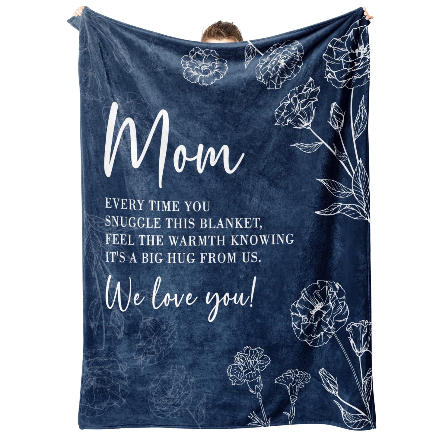 GiltGlimmer Gifts for Mom, Mom Birthday Gifts Blanket, Moms Gift for Women from Daughter Son, We Love You Present for Mother Mommy Mothers Day Christmas 60" x 50", Blue