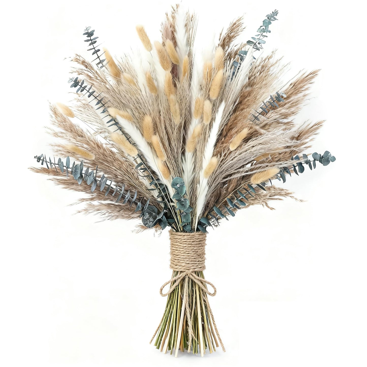 120 PCS Dried Pampas Grass, Dried Flowers, Reed Grass Bouquet for Bohemian Flowers Home Table Wedding Decoration, Rustic Farmhour.(Light Brown)