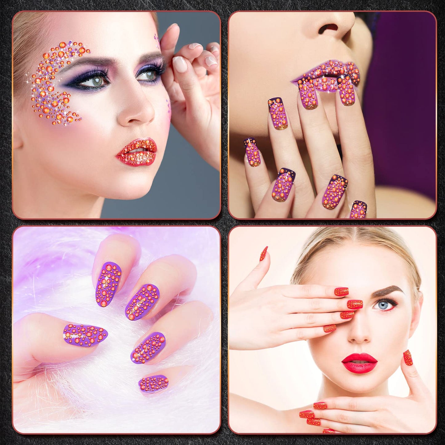 2000 Pieces Flat Back Gems Rhinestones 6 Sizes (1.5-6 Mm) Round Crystal Rhinestones with Pick up Tweezer and Rhinestones Picking Pen for Crafts Nail Clothes Shoes Bags DIY Art (Orange)