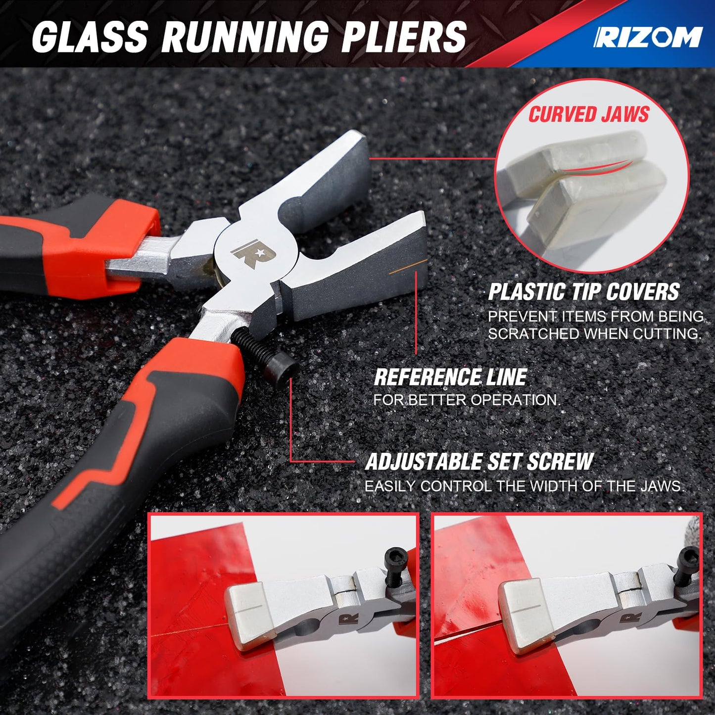 Glass Cutters Tools, Glass Cutter 2-20MM, 8" Glass Running Pliers with Curved Jaws, 6" Breaker Grozer Pliers, Glass Cutting Tool for Stained Glass, Tiles, Mosaic Cutting