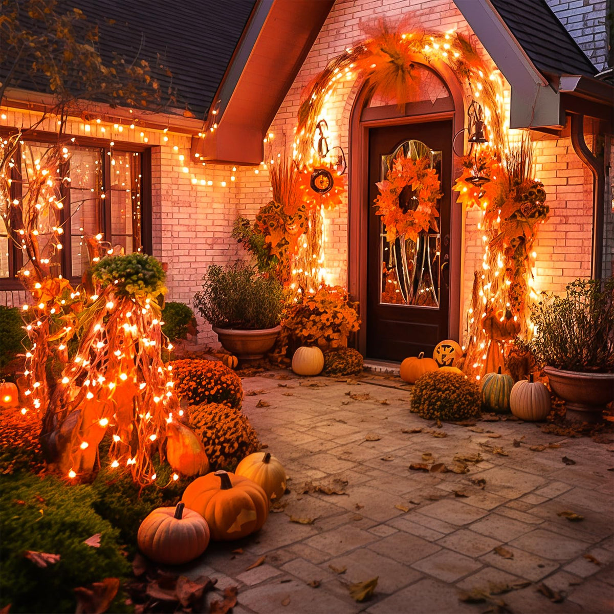JMEXSUSS Orange String Lights for Halloween, 600 LED Fall Lights Outdoor