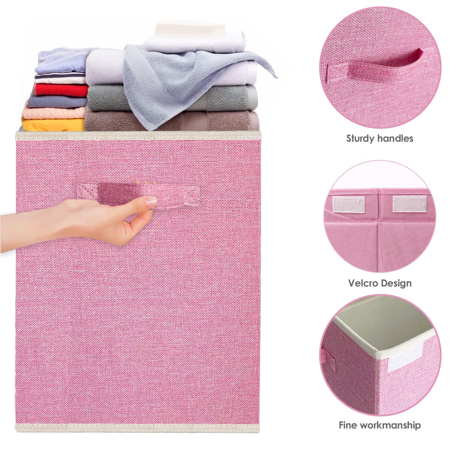 VERONLY Large Toy Box Chest Storage with Lid - Collapsible Kids Toys Boxes Organizer Bins Baskets with Handles for Boys, Girls,Nursery,Playroom,Clothes,Blanket,Bedroom(Pink)