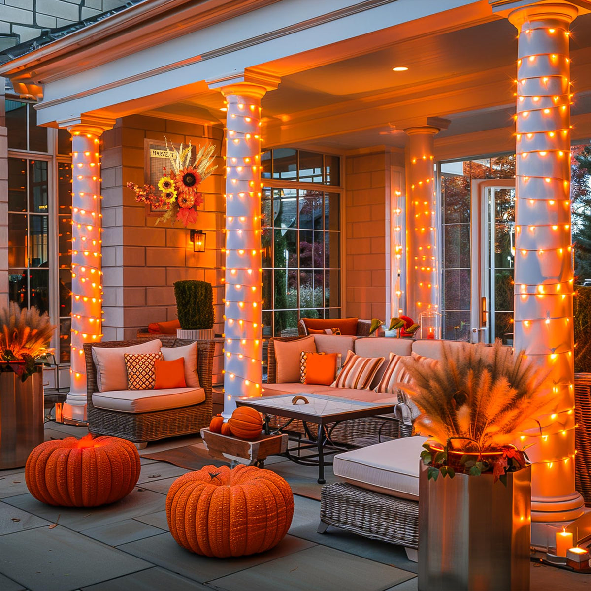 JMEXSUSS Orange String Lights for Halloween, 600 LED Fall Lights Outdoor