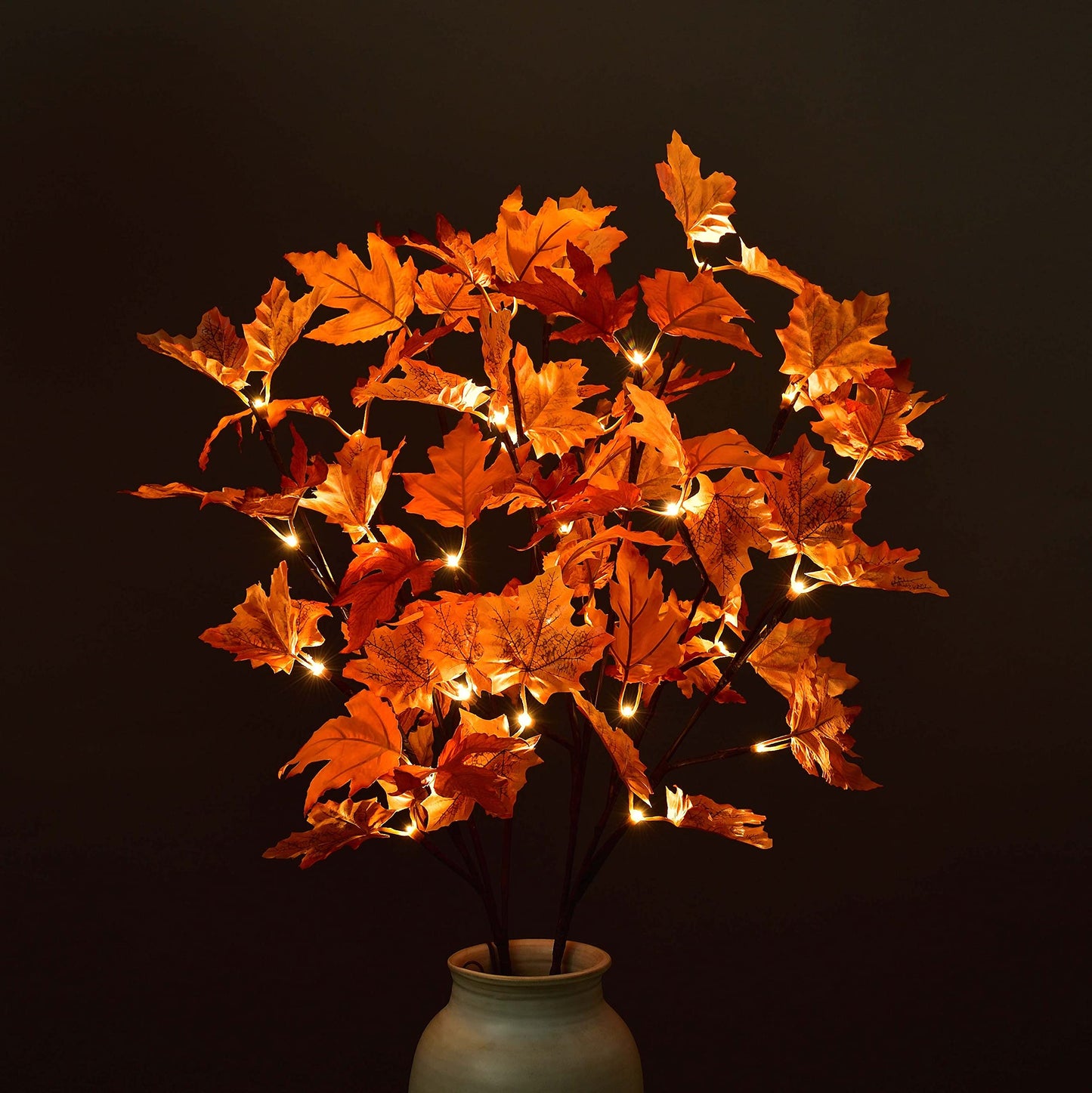 LIGHTSHARE 32IN 32LED Lighted Willow Twig Branch, Maple Leaf, Built-in Timer, USB Plug-in and Battery Powered, Décor for Home, Festival, Party, Christmas, Night Light