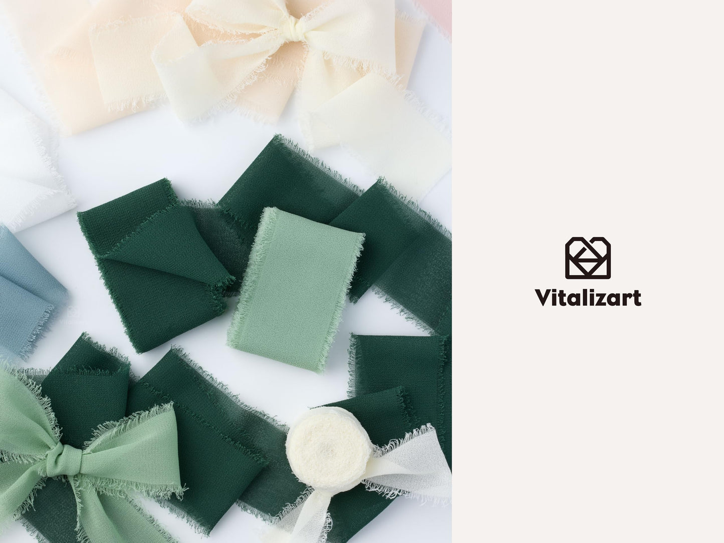 Vitalizart 15 Rolls Chiffon Silk Ribbon Handmade Frayed Fringe 1 1/2 Inch Eco-Friendly for Christmas Gift Wrapping Wedding Invitations Bridal Bouquets Bows 30 Yards in total