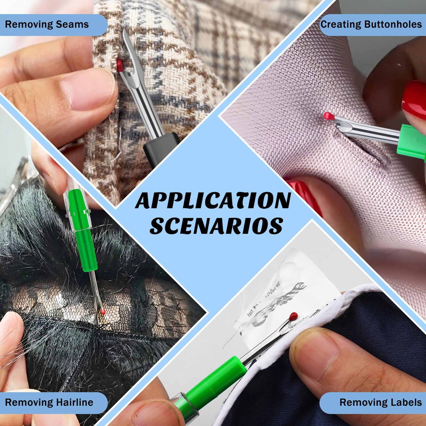 Seam Rippers for Sewing, 2 Big and 2 Small Stitch Remover Tools, Thread Ripper with Thread Snips for Sewing and DIY Craft