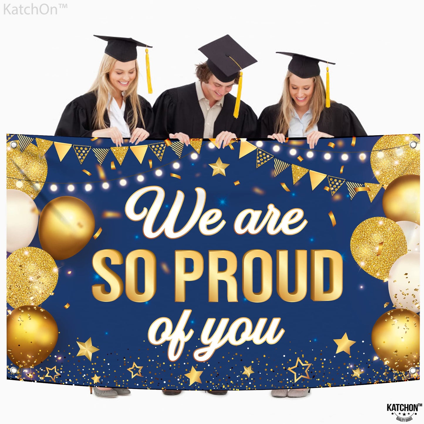 KatchOn, Blue We are So Proud of You Banner - XtraLarge, 72x44 Inch | Graduation Banner Congratulations Banner for Congratulations Decorations | Grad Backdrop for Graduation Decorations 2026