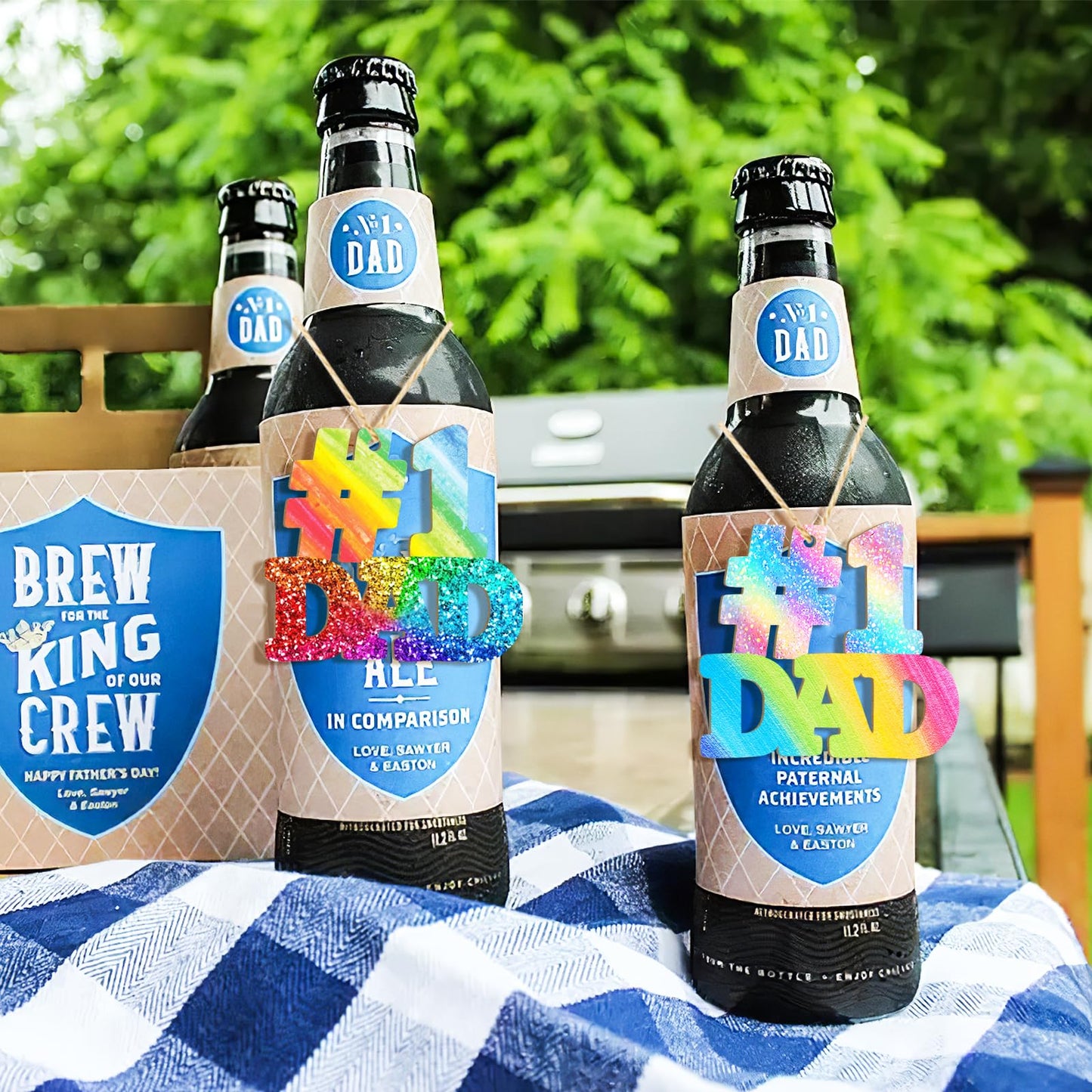 Wooden DAD Ornaments to Paint Father's Day Birthday Party Decoration Cutouts Unfinished 24PCS 3.5 x 3 inches, DIY Blank Unfinished Wood Daddy Ornament for Home Crafts Hanging Father Day Decoration