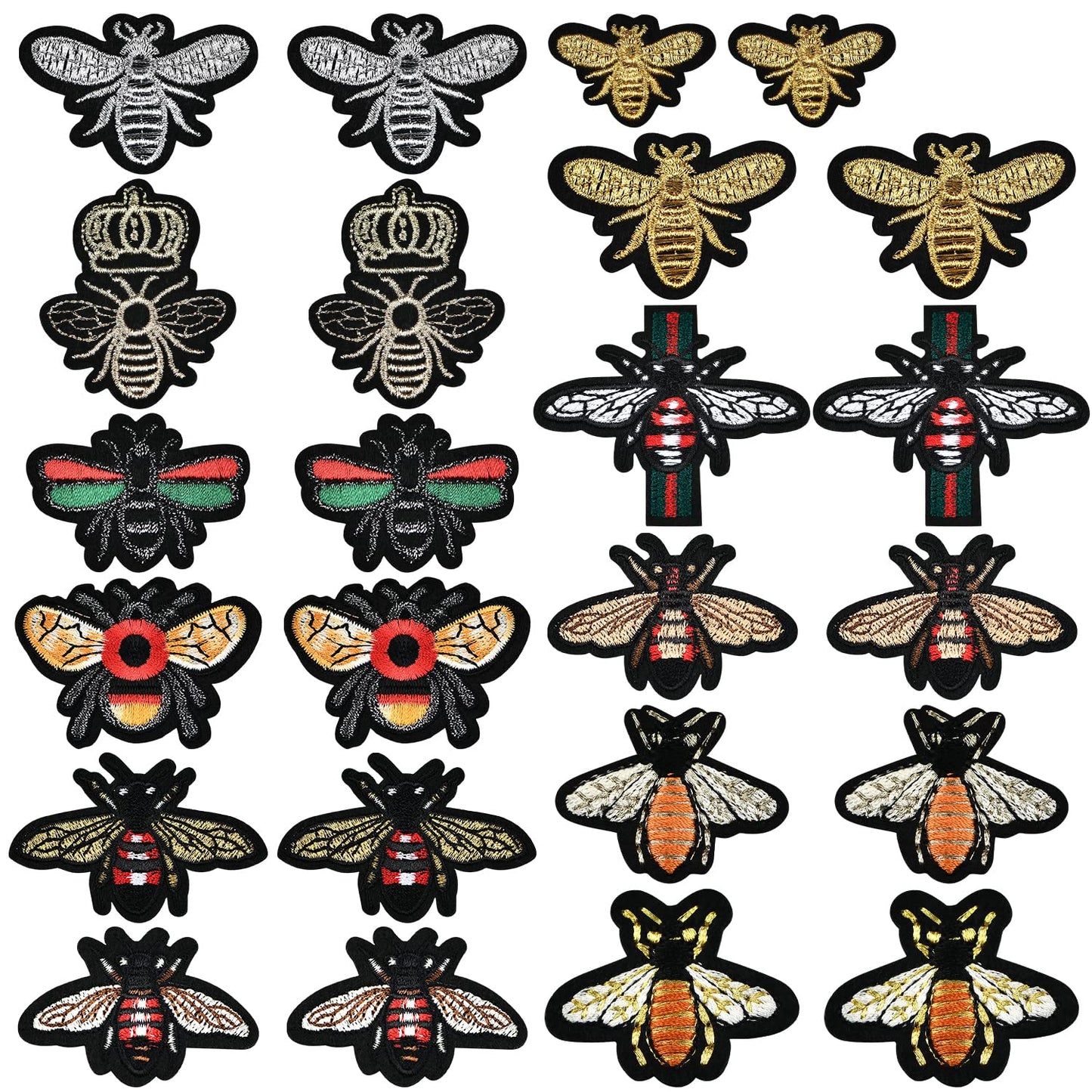 PGMJ 24 Pieces Cute Insect Patches Applique Sew Iron on Embroidered Sewing Iron on Bees Patches Sewing Patch Bags Jackets Jeans Clothes Caps (K27_1)