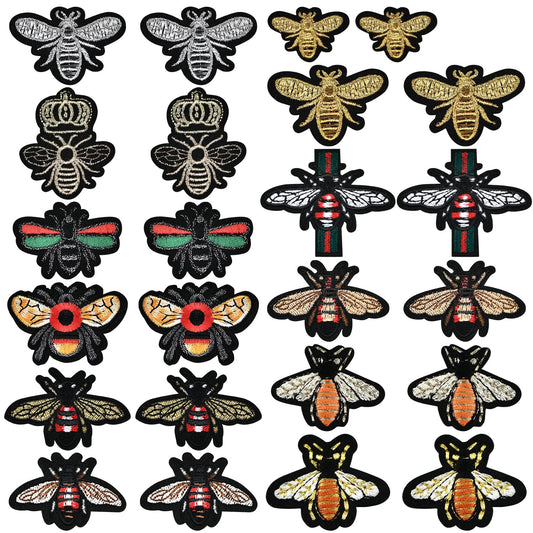 PGMJ 24 Pieces Cute Insect Patches Applique Sew Iron on Embroidered Sewing Iron on Bees Patches Sewing Patch Bags Jackets Jeans Clothes Caps (K27_1)