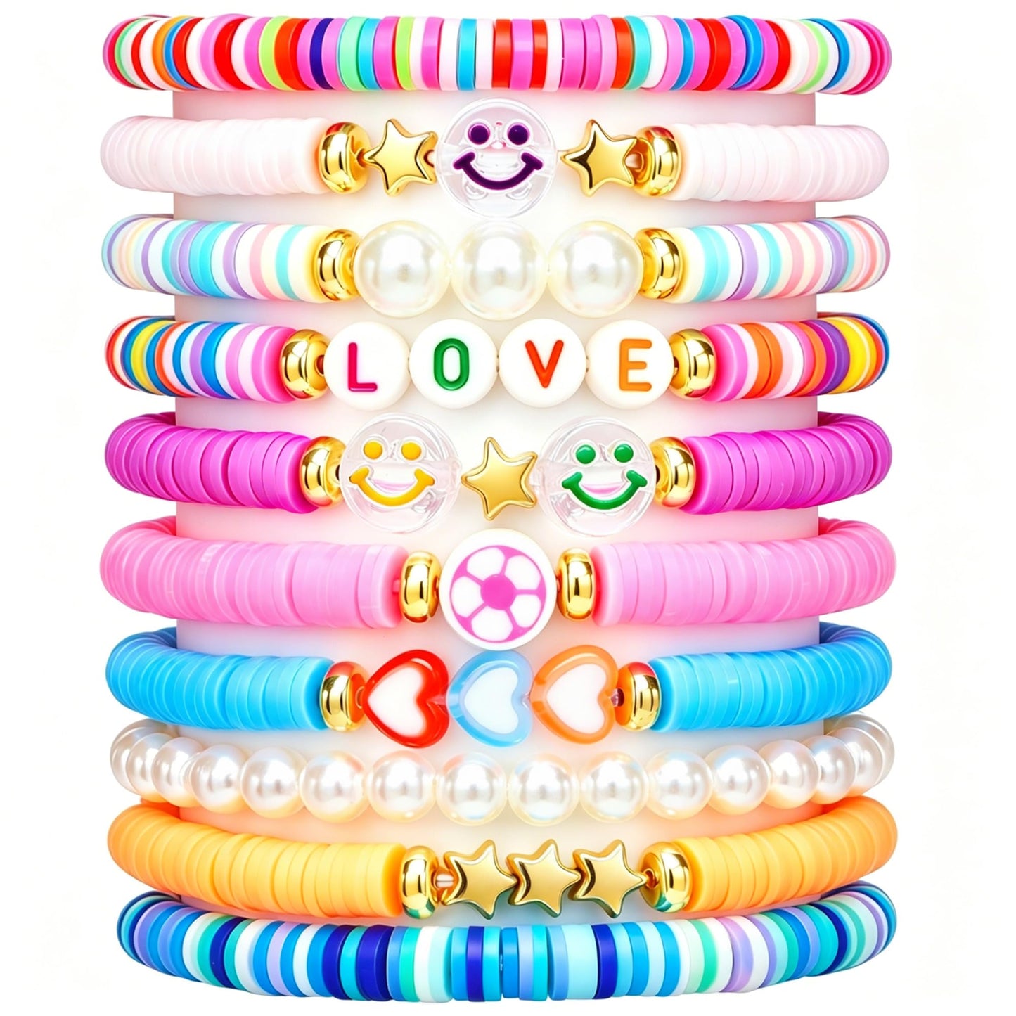 CHENSILAIYI 10pcs Friendship Bracelets for Teen Girls & Women: Beaded, Preppy, Beach Styles - Ideal Gifts
