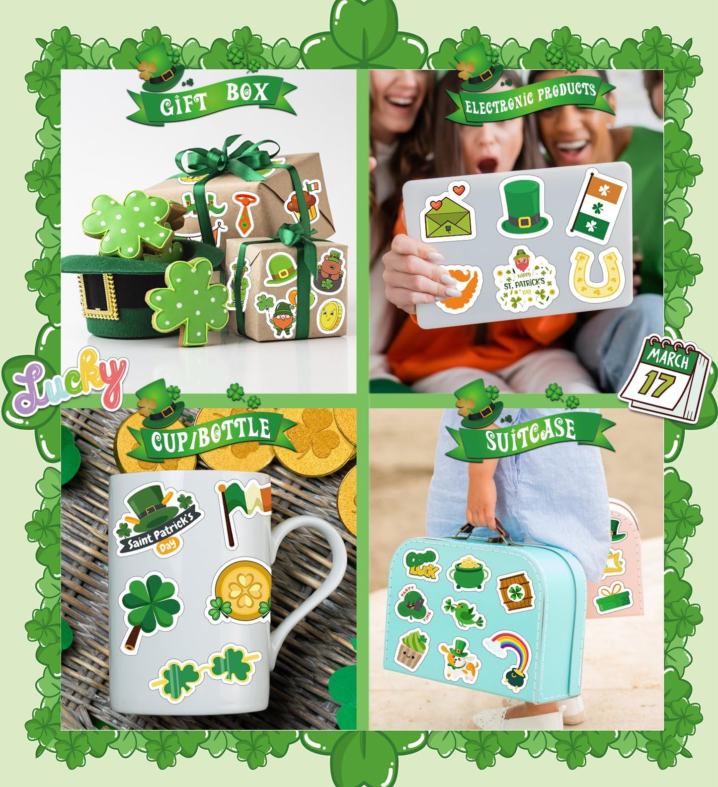 St Patricks Day Decorations - St. Patricks Day Stickers for Kids -St Patrick Day Accessories Shamrock Gifts for Kids Stickers Games Toys Crafts Party Favors