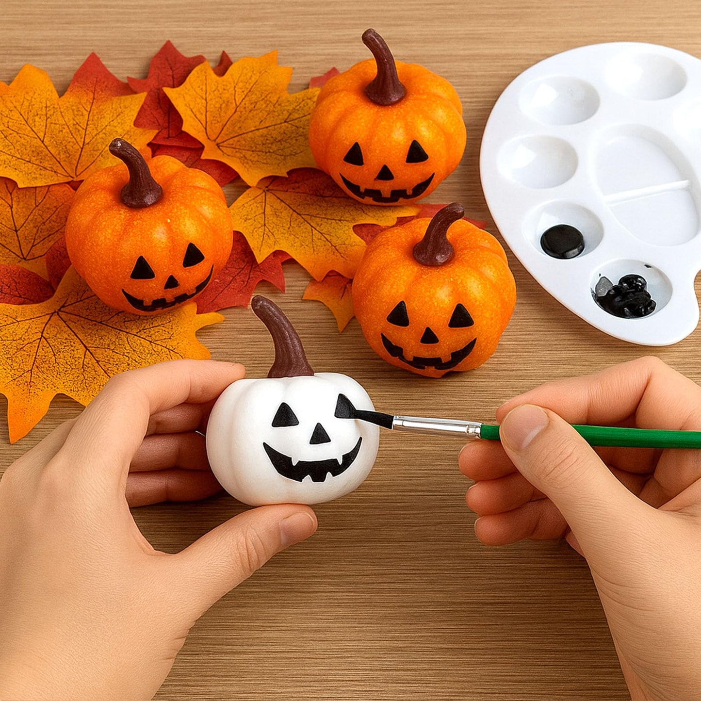 42 PCS Artificial Pumpkins Decorations, 12PCS Fake Pumpkins with 30Packs Maple Leaves for Fall Harvest Crafts Halloween Thanksgiving Decor