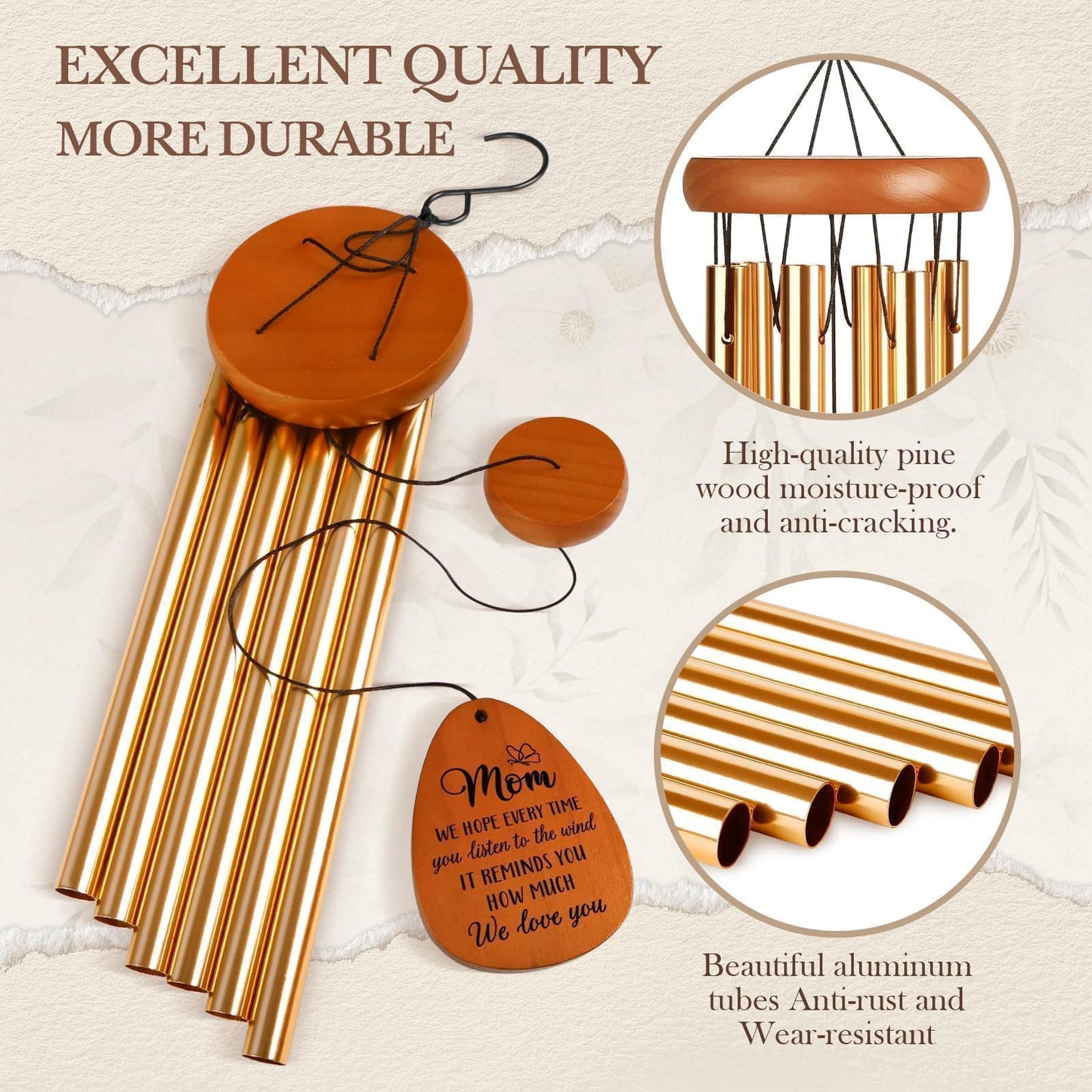 Leebbsin Gifts for Mom, Moms Wind Chimes, Mother's Day Best Gift for Mom, Mother Birthday Gift from Daughter Son, Love Reminder Gifts for Mother's Day Christmas