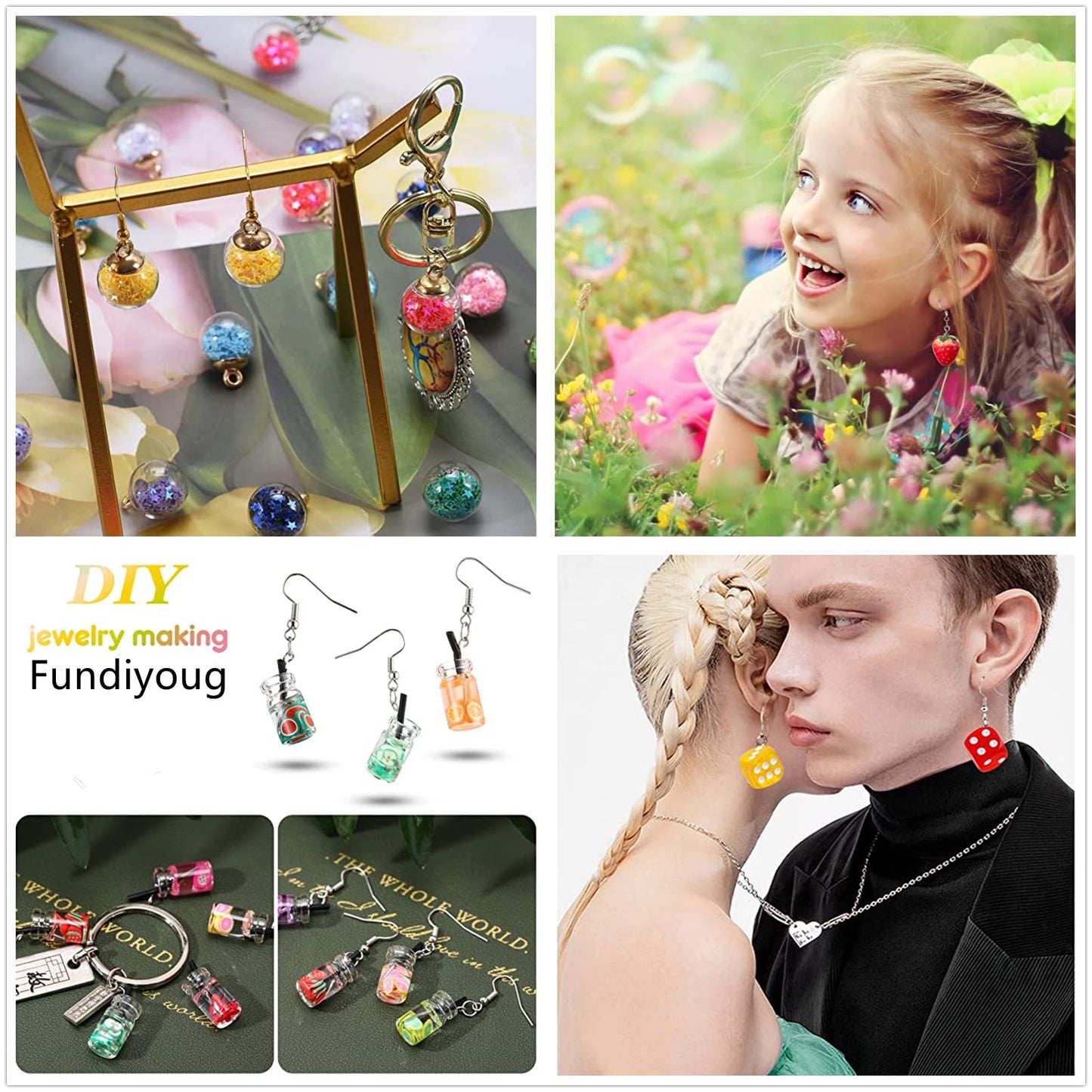 Fundiyoug 30Pcs Daisy Flower Pendant Charms Colorful Resin Jewelry Making Ornament DIY Pendant Making Charm for Bracelet Necklace Earrings Keychain Craft