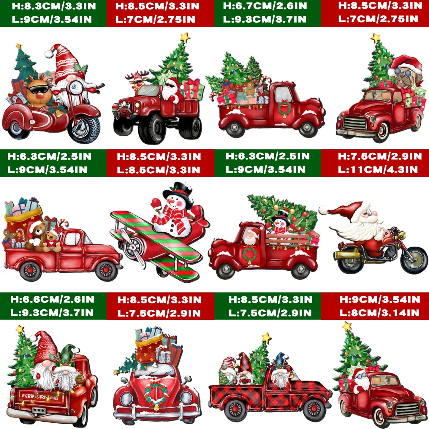 JOPHMO Wooden Christmas Truck Ornaments Red Truck Wooden Hanging Ornaments Wooden Car Crafts with Bead Farmhouse Hanging Decor for Xmas Tree Decoration Holiday Parties Craft Supplies 24 Pieces