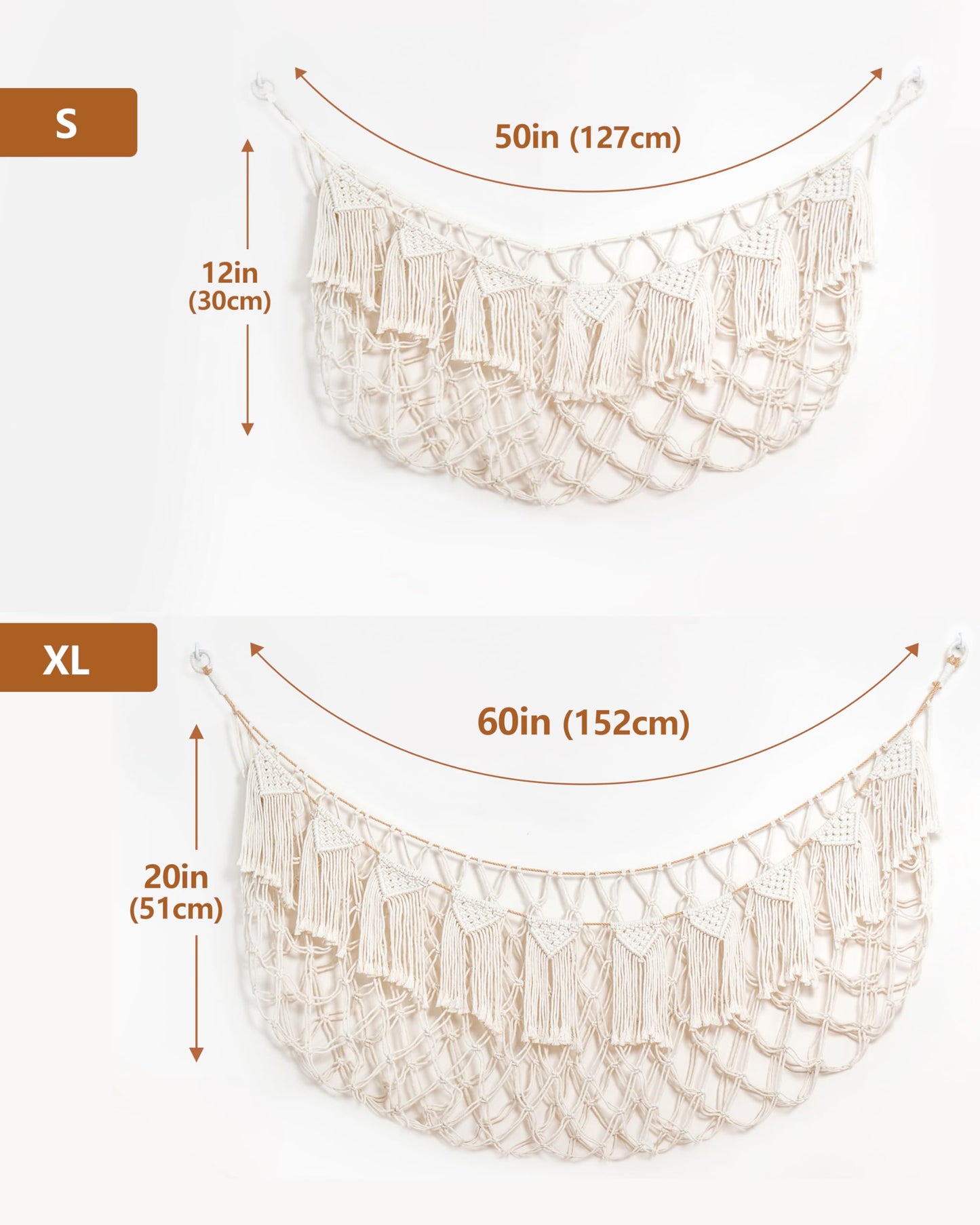 Stuffed Animal Storage Hammock with Lights- Boho Wall Hanging Plushie Net for Stuff Aanimal Organizer and Teddy Bear Storage, Small Toy Hammock for Kids Bedrooms Playroom Nursery(White Small)