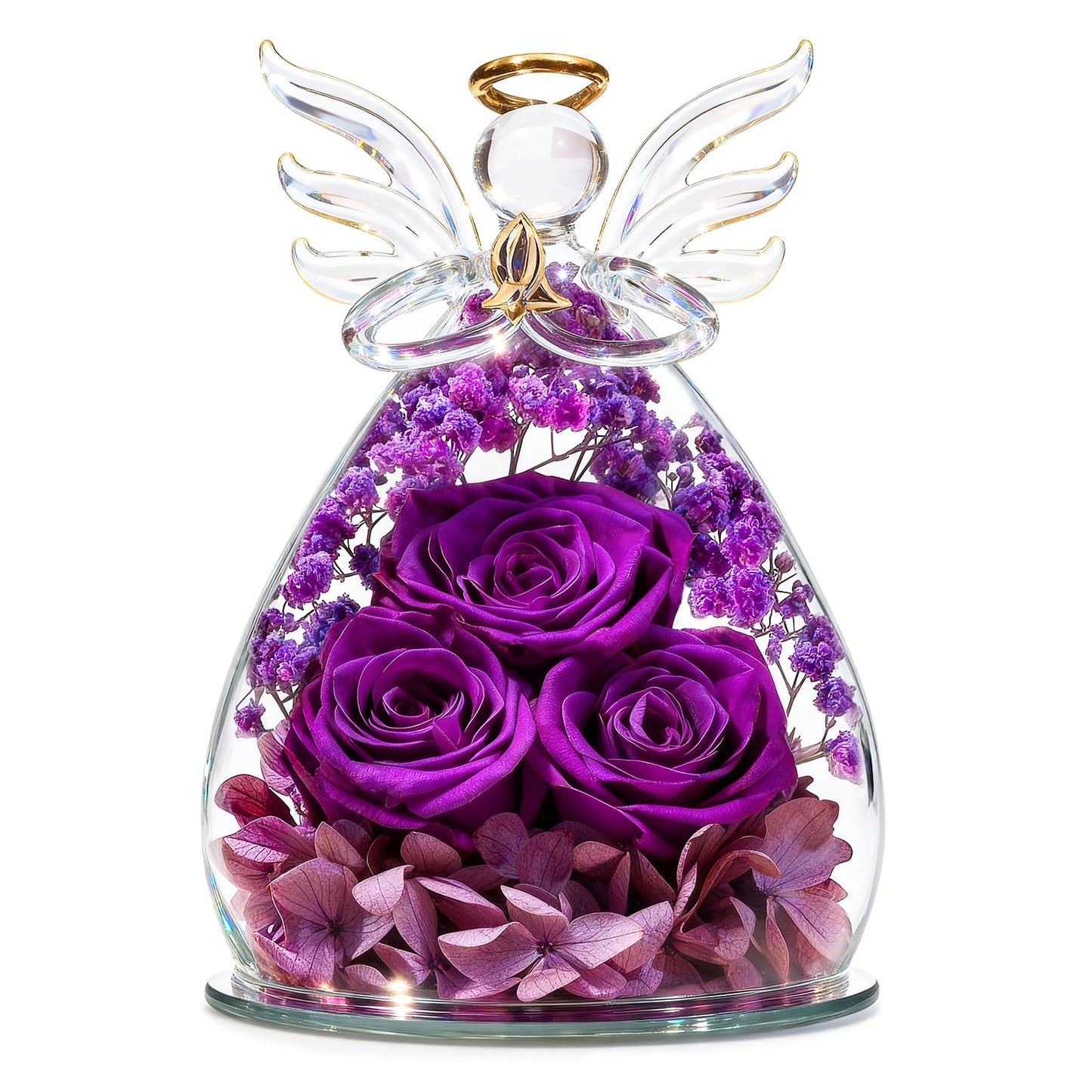 Beferr Mothers Day Mom Birthday Gifts for Women, Fresh Flowers for Delivery Forever Preserved Rose in Glass Angel Figurine, Anniversary Christian Real Rose for Grandma Nana Wife Mum from Daughter Son