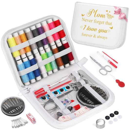 Sewing Kit Mothers Day Gifts for Mom Women Mother Her, Sewing kit Small Portable Sewing Supplies Accessories with Carrying Case Includes Thread, Needle, Scissors, Measure Tape, Thimble