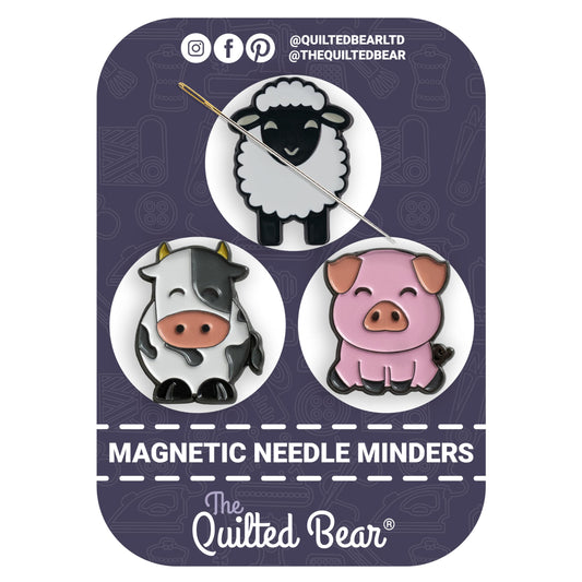 The Quilted Bear Needle Minder - Needle Minder Magnet for Keeping Sewing & Embroidery Needles, Cross Stitch Needles Safe When Stitching Cross Stitch Supplies & Embroidery Supplies (Sheep, Cow & Pig)
