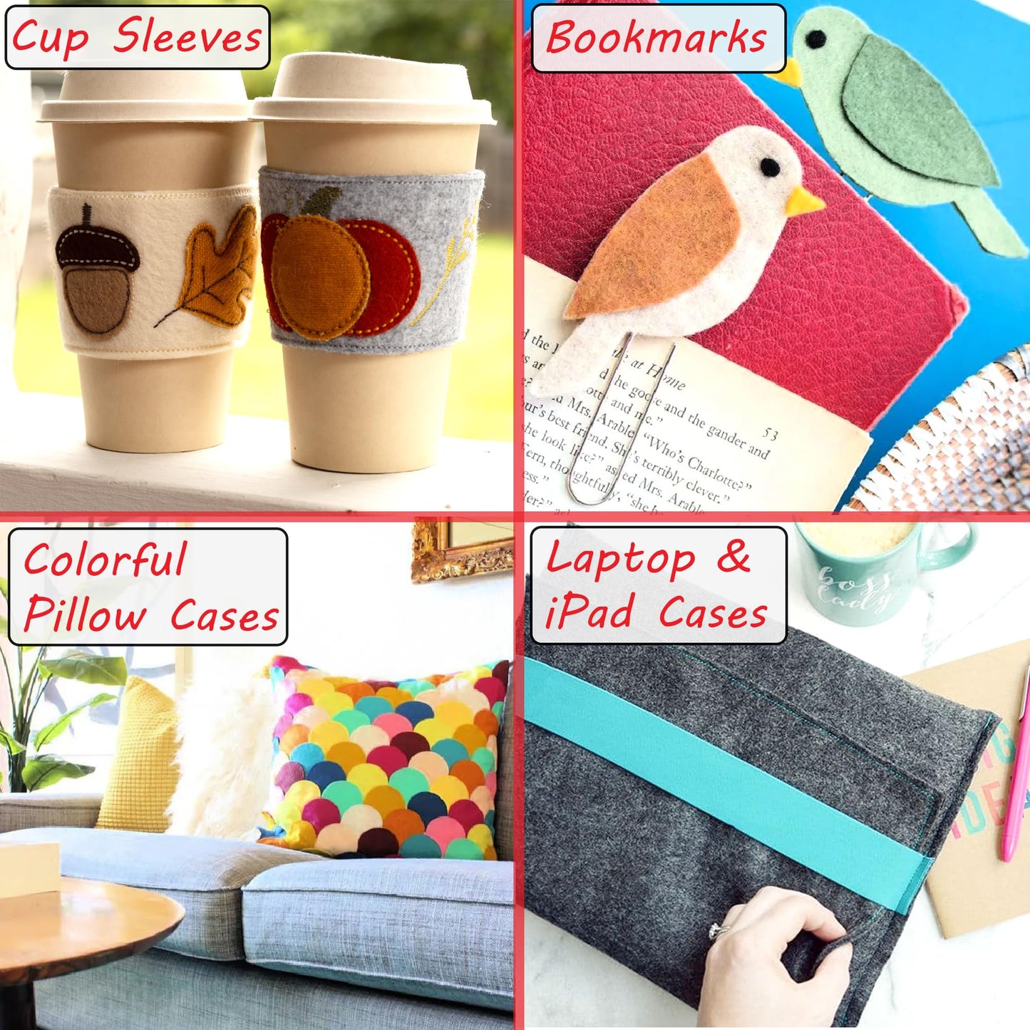 Felt Fabric | 72" Wide | 1.6mm Thick | Acrylic & Soft | Felt by The Yard | Felt for DIY Crafts, Projects, Sewing (Black, 1 Yard)
