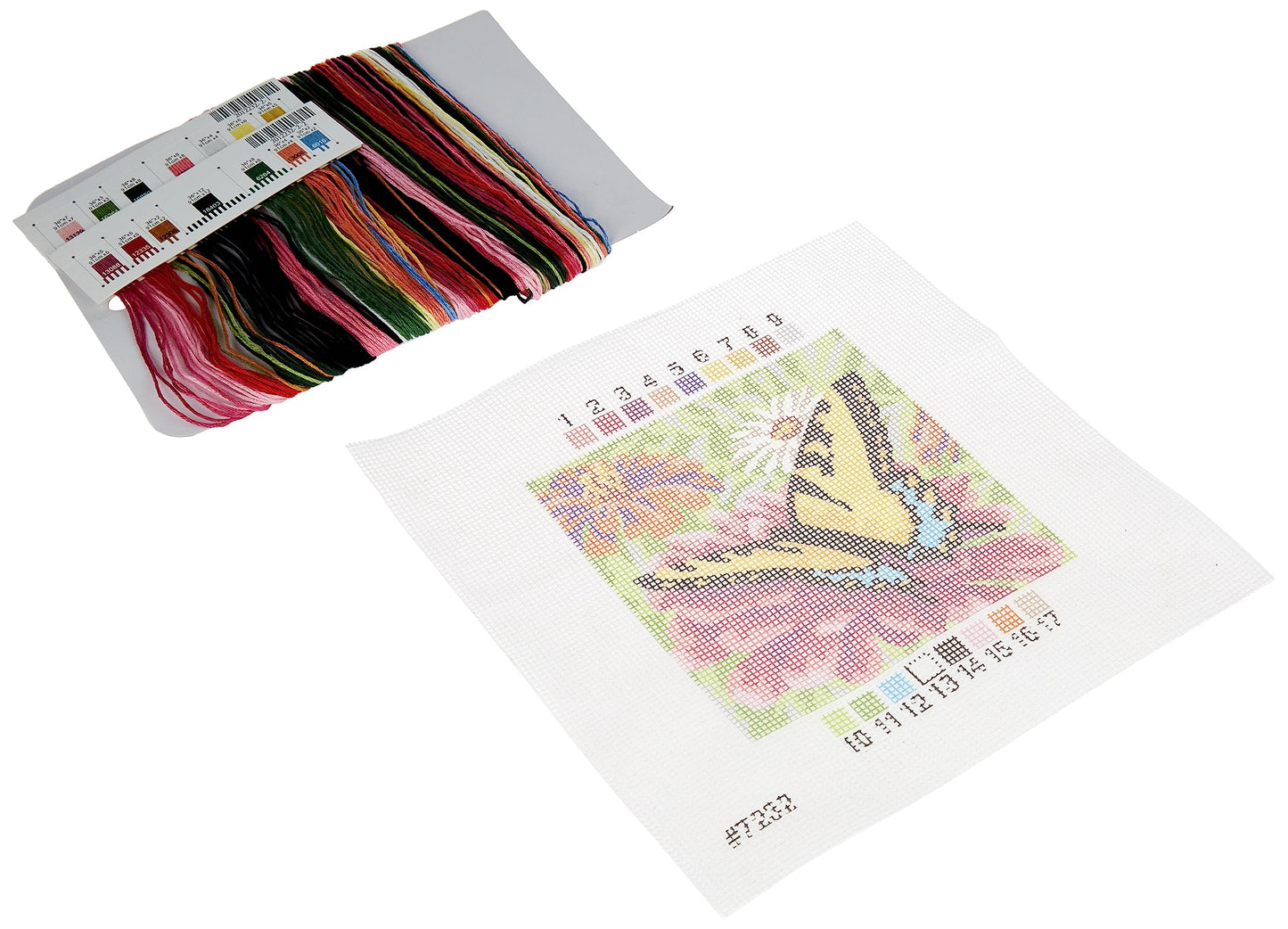 Dimensions 07232 Butterfly and Zinnias Nature Needlepoint Kit, 5" W x 5" H