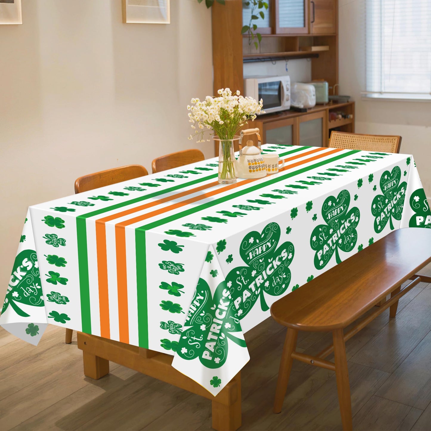 St. Patrick's Day Tablecloth - Shamrock Decorations, 54" X 108", 2 Pack