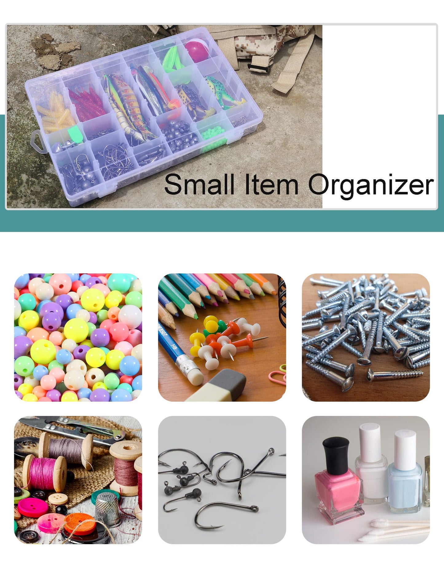 Avlcoaky Tackle Box Organizer Plastic Organizer Boxes Large 18 Grids Compartment box with Dividers Clear Containers Jewelry Beads Storage