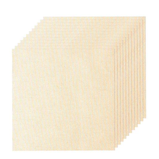12 PCS Embroidery Fabric for Needlework Garment Craft, Pre-Cut Beige Embroidery Cloth, Natural Cotton Embroidery Cloth Fabric Squares (9.8 × 9.8 Inch)