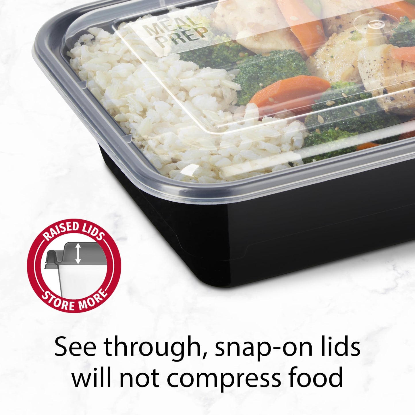 GoodCook Meal Prep Containers, Single Compartment 10-Pack, BPA-Free Reusable Food Storage, Black, Microwave & Freezer Safe, Stackable Meal Prep Containers for Lunches and Snacks