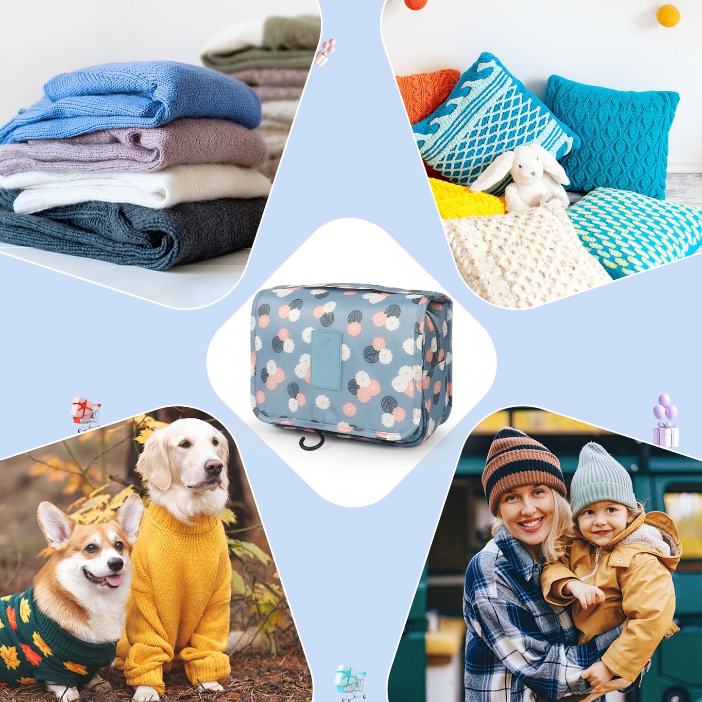 Crochet Kit for Beginners with 10 Colors Yarn and Introduction Book, 48pcs Crochet Starter Kit Everything for Adult, Learn to Crochet Kit with Soft Grip Crochet Hooks and Blue Flower Bag