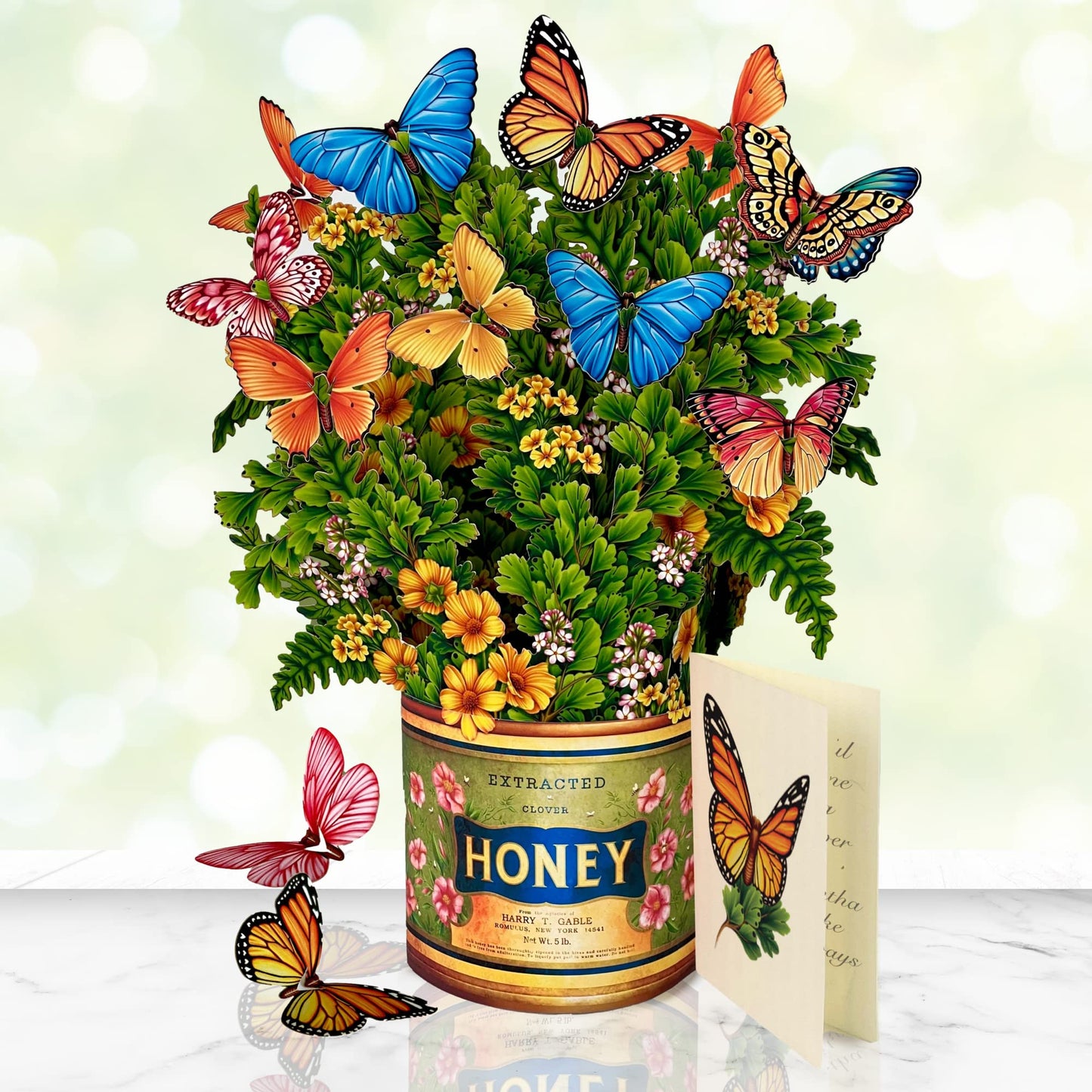 Freshcut Paper Pop Up Cards, Butterflies & Buttercups, 12 Inch Life Sized Forever Flower Bouquet 3D Popup Greeting Card, Birthday Cards, Thank You Card, Blank Notecard & Envelope