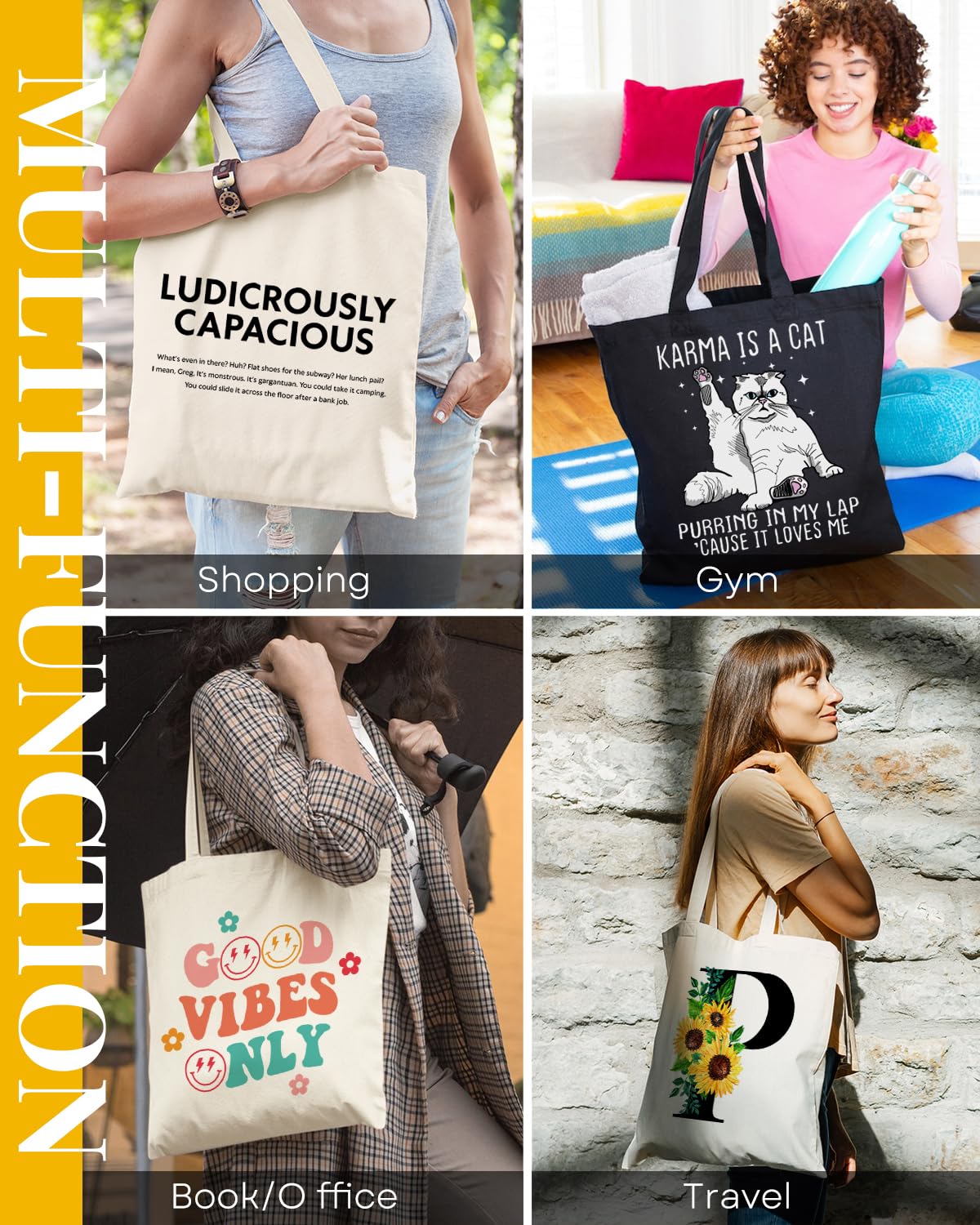 AUSVKAI Canvas Tote Bag Aesthetic Cute For Women Y2K School Grocery Bag Cotton Cloth Beach Totes Gift For Kids Girl-Its A Good Day