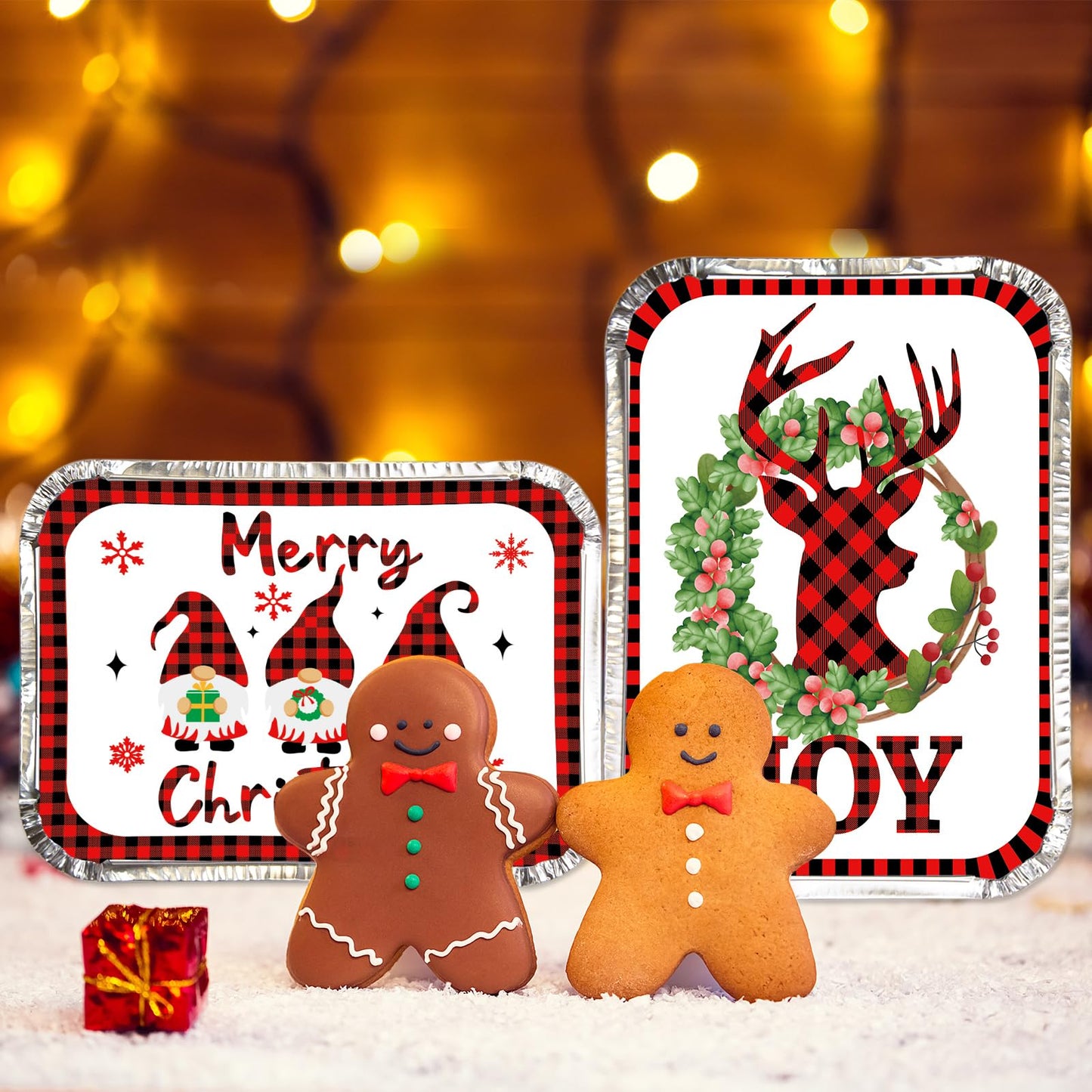 Christmas Aluminum Leftover Containers 36PCS Watercolor Christmas Food Storage with Lids Disposable To Go Containers Foil Tin Pans Winter Holiday Party Supplies