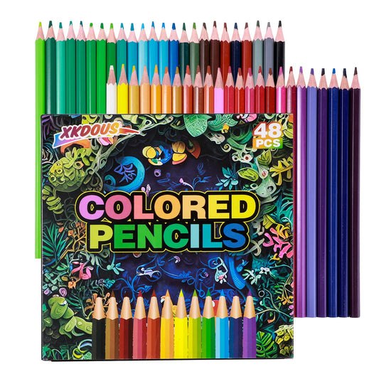 48 Colored Pencils, Easy Sharpening Colored Pencil Set for Drawing Blending Shading, Gift for Art Beginners