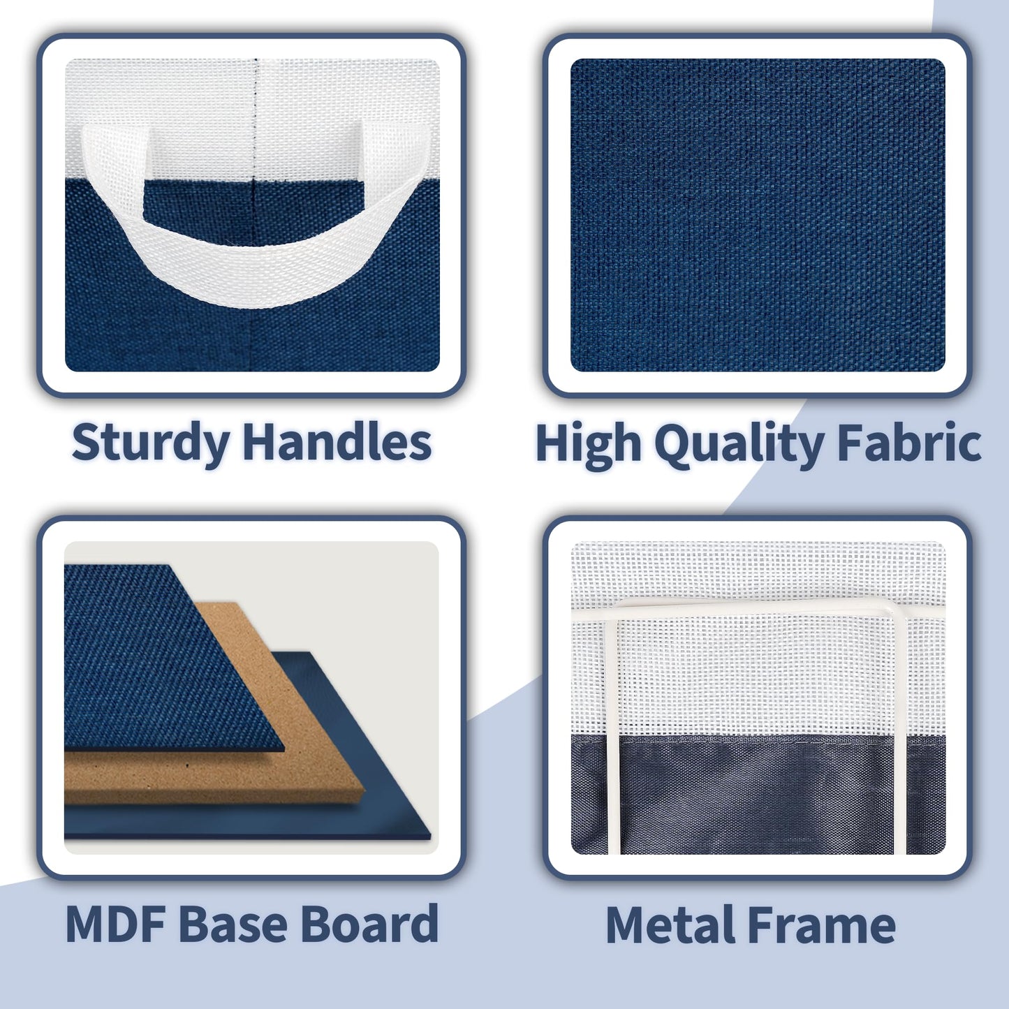 GRANNY SAYS Closet Storage Bins with Handles, Fabric Containers for Organizing, Toys Organizer for Nursery, Storage Baskets for Clothes, Folding Storage Box, Large, Blue&White, 2-Pack