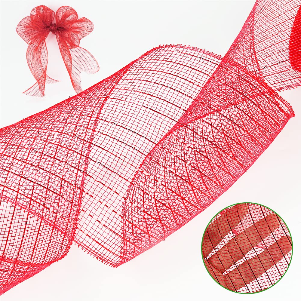 3 Rolls Mesh Ribbon for Wreaths, 6 Inch x 30 Feet Each Roll Red Green White Poly Deco Mesh Rolls, Christmas Ribbon for Wreaths, Swags and Christmas Tree Decoration