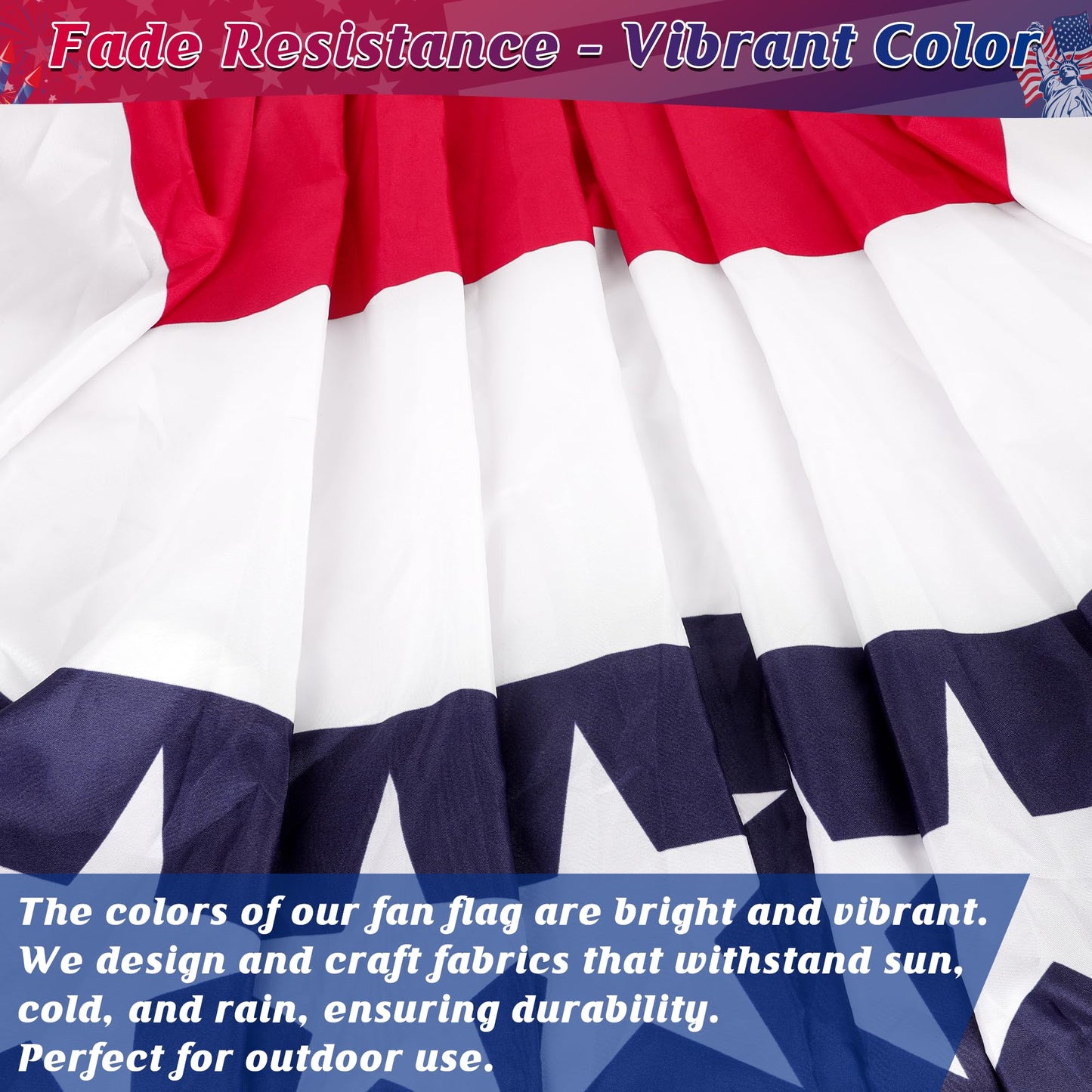 2 × 4 FT 4th of July Decorations, 4 PCS American Pleated Fan Flag, Patriotic Fourth of July Banner, Red White and Blue USA Flag Bunting for Memorial Day Independence Day 250th Anniversary Decor