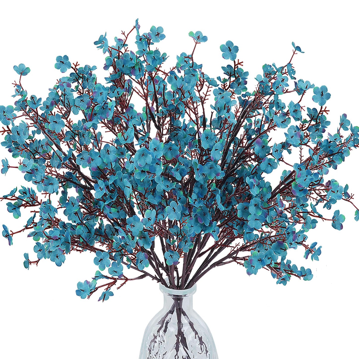 6 Bundles Babys Breath Fall Flowers Faux Gypsophila Bouquet Real Touch European Fake Silk Flowers for Home Wedding Bouquets Floral Arrangement Party Table Garden Autumn Decor (Peacock Blue)