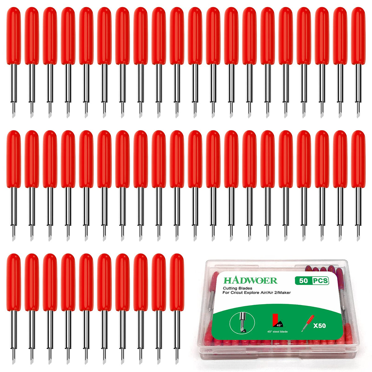Hadwoer 50-Pack 45 Degree Fine Point Blades Compatible with Explore Maker