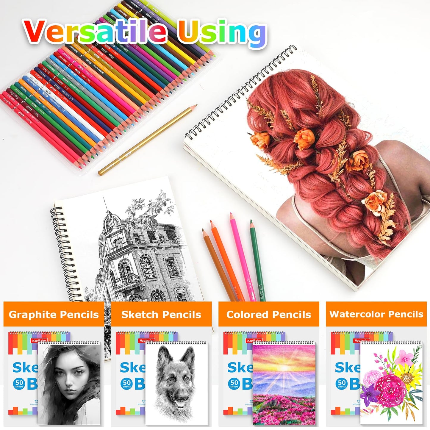 9" x 12" Sketch Book, 2-Pack 50 Sheets Spiral Bound Art Sketchbook, Acid Free Artist Drawing Book Paper, Art Supplies for Adults Kids, Craft Activities, Sketch Art Paper For Drawing Coloring Sketching