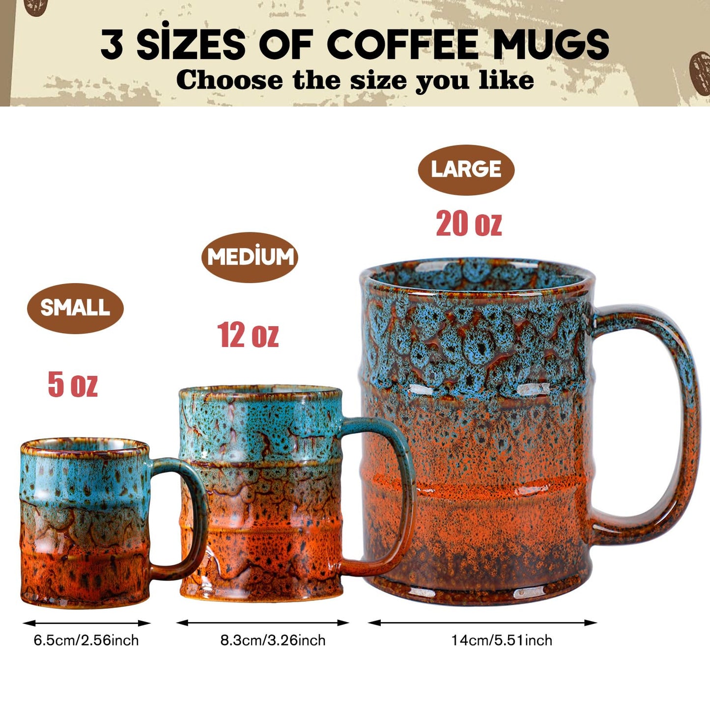 Ceramic 20 oz Coffee Mugs - Large Tea Cup for Office and Home - Dishwasher and Microwave Safe (1, Green and Blue)