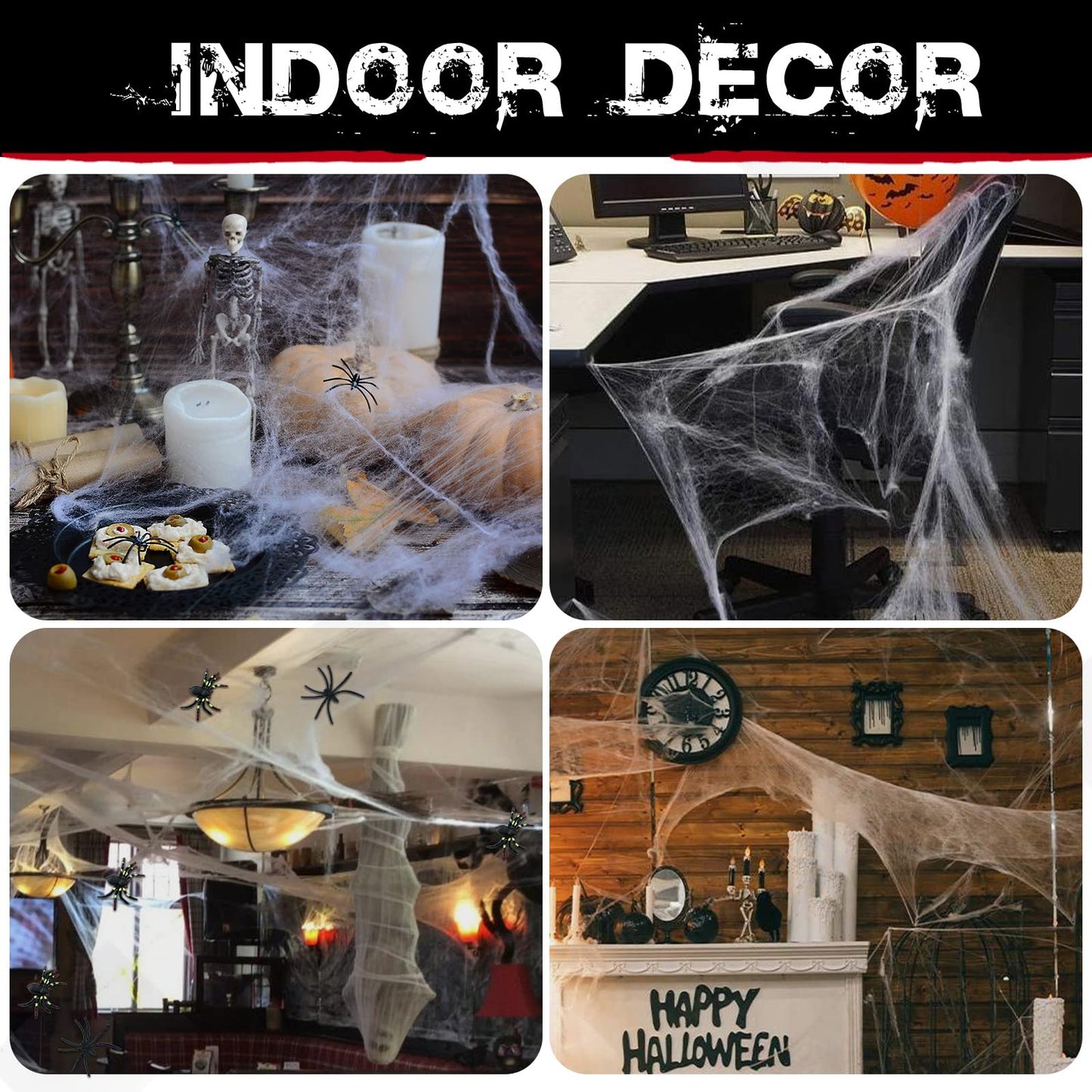ZPISF 1400 sqft Halloween Spider Webs Decorations with 150 Extra Fake Spiders, Super Stretchy Cobwebs for Halloween Decor Indoor and Outdoor