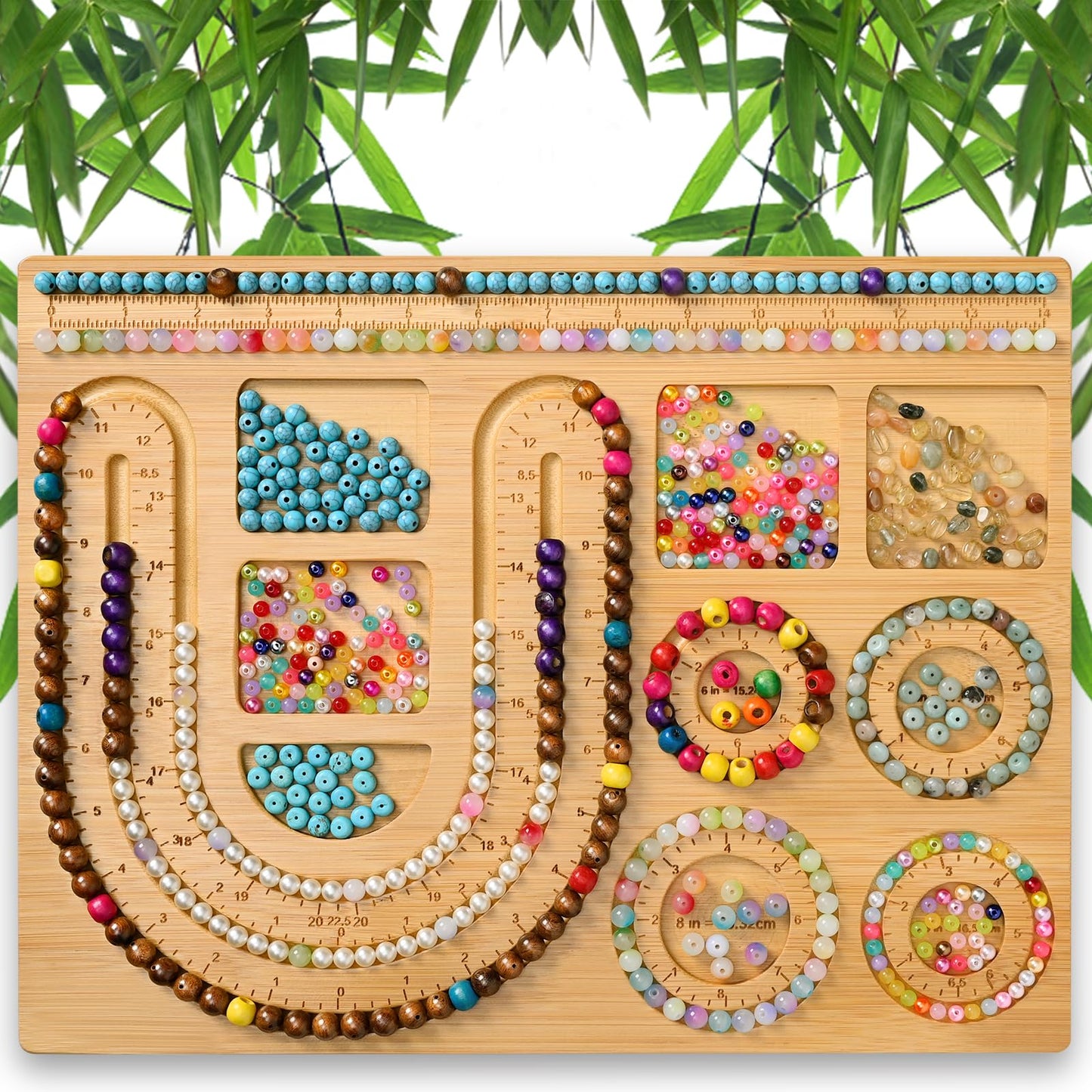 Bead Boards for Jewelry Making, Combi Bamboo Beading Board for Jewelry Bracelet Making, Beading Trays Jewelry Design Mats for Necklace, Bracelet, DIY Design