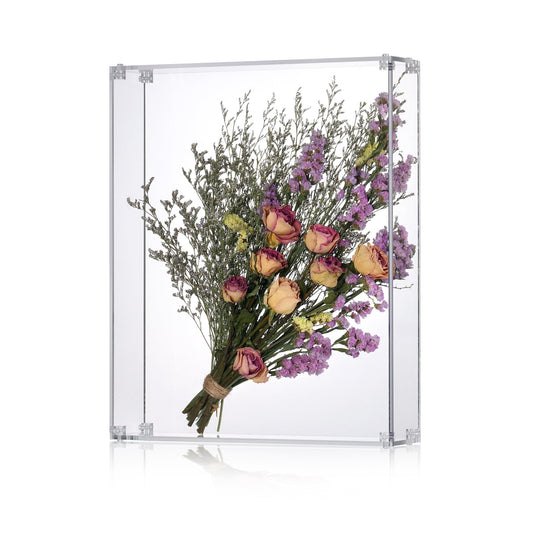 MarccTipton 13x16 Acrylic Shadow Box, Assemble Display Case, DIY Tabletop/Wall Mount Display Frame, All Clear Memory Box for Dried Flowers/Kids Room/Birthday/Wedding/Party(13x16x3”, Assemble Frame)