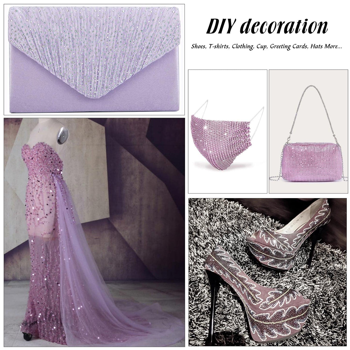 MEIBITE 6796PCS Light Amethyst Hotfix Rhinestones Crystal Stones Glass for Fabric Clothes Shirts Sparkly Flat Back Round with Tweezers and Picking Pen (SS6~SS30 Set)