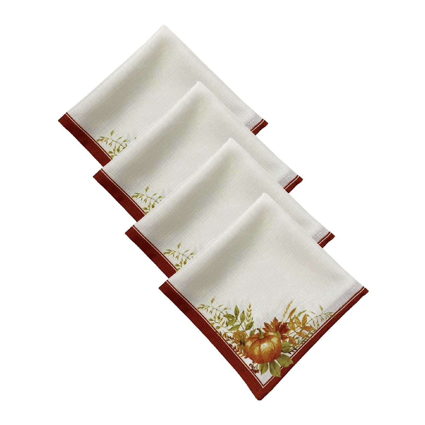 Elrene Home Fashions Autumn Pumpkin Grove Fall Napkins, Seasonal Fall Cloth Napkins, 17" x 17", Set of 4