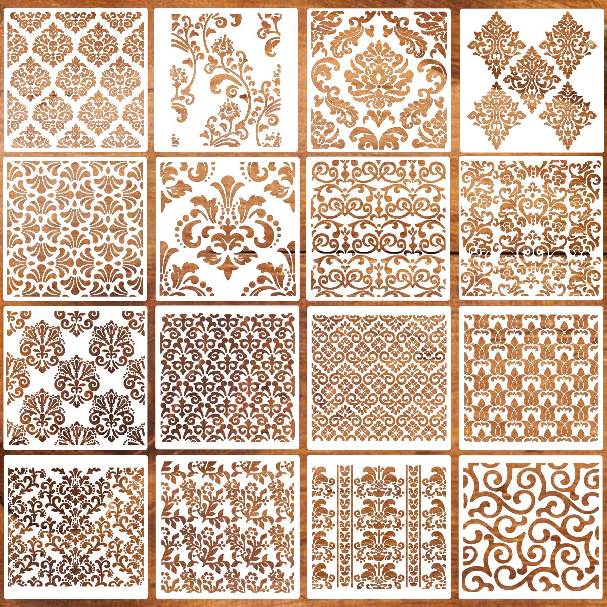 Damask Stencils 6inch Texture Stencils Reusable Layering Stencils Templates for Painting on Wood Furniture Canvas Paper Fabric
